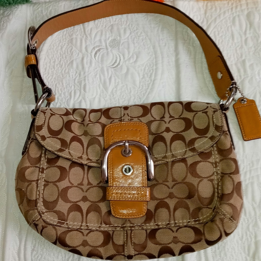 Coach purse brown tan gently used